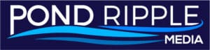 Pond Ripple Media LLC LOGO DK BACKGROUND WHITE LETTER
